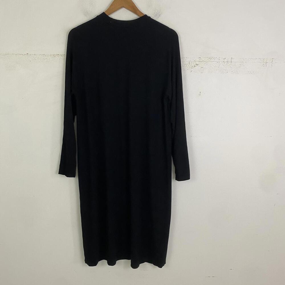 EILEEN FISHER black jersey long sleeve shift dress sz M - Picture 6 of 7